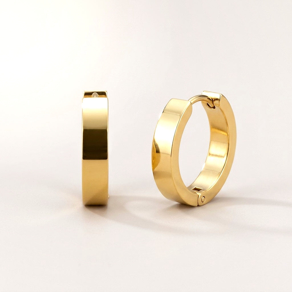 Classic Sleek Hoops Gold, hypoallergenic hoop earrings for women with sensitive ears