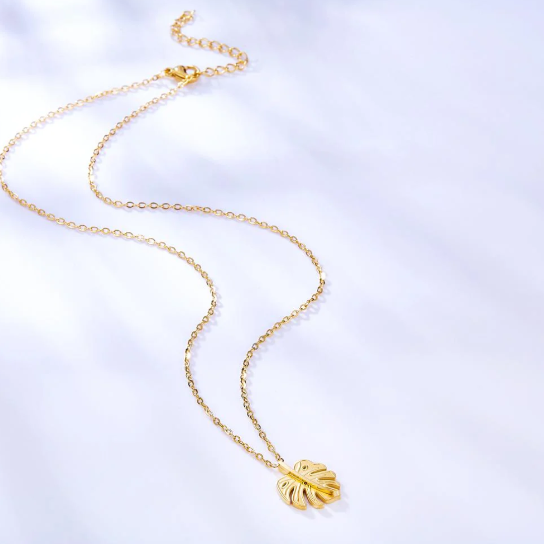 Golden Monstera Necklace