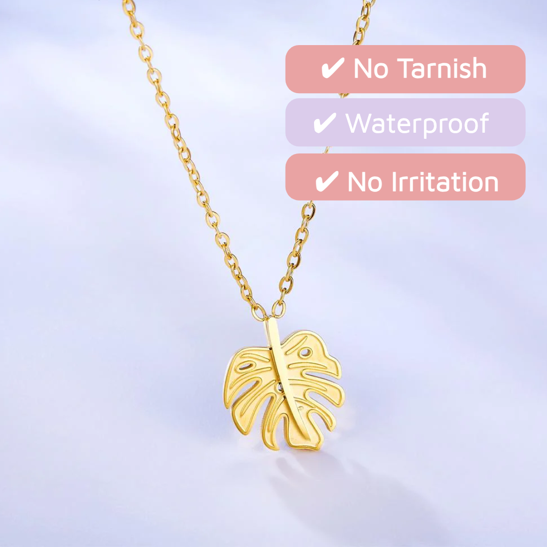 Golden Monstera Necklace