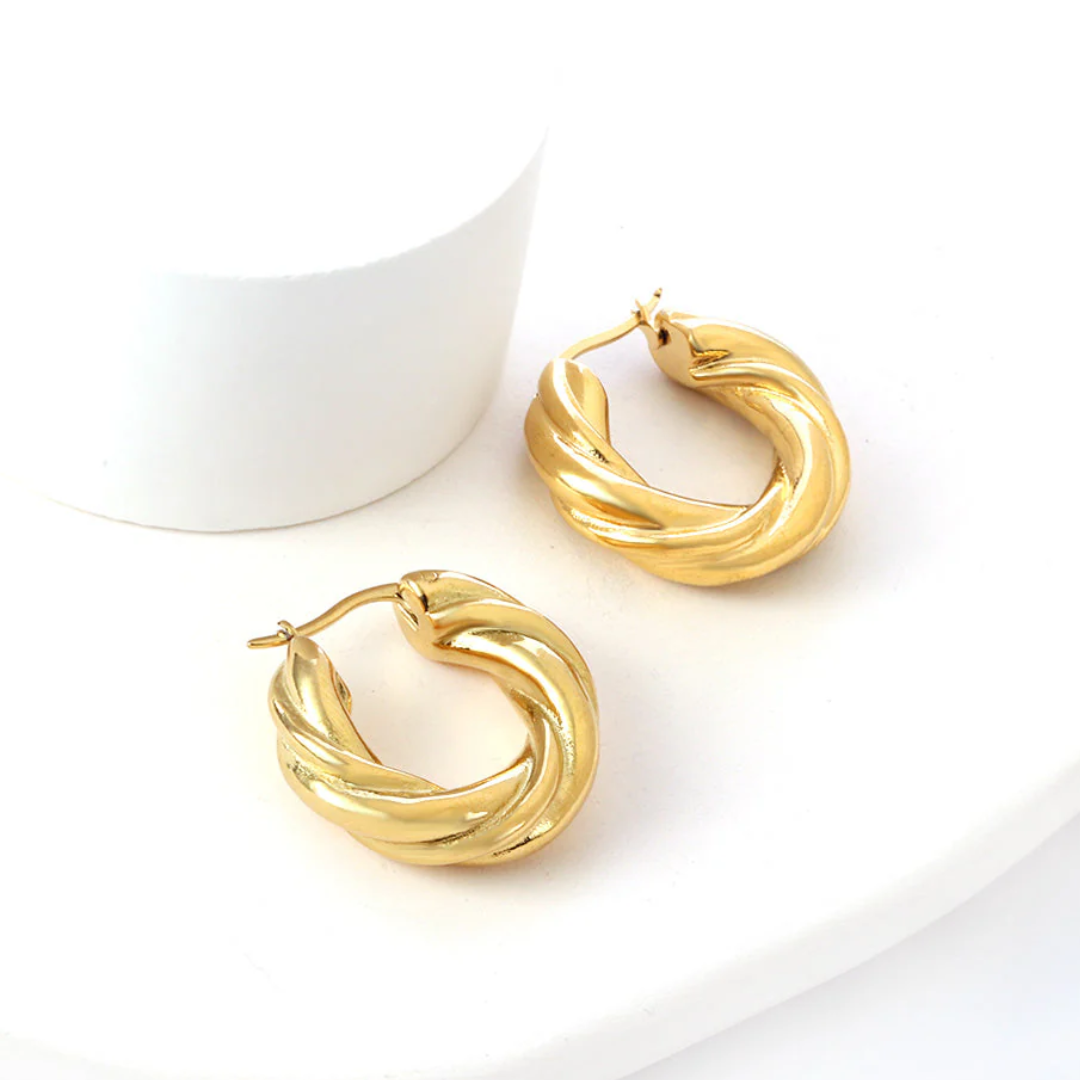 Golden Twist Hoops