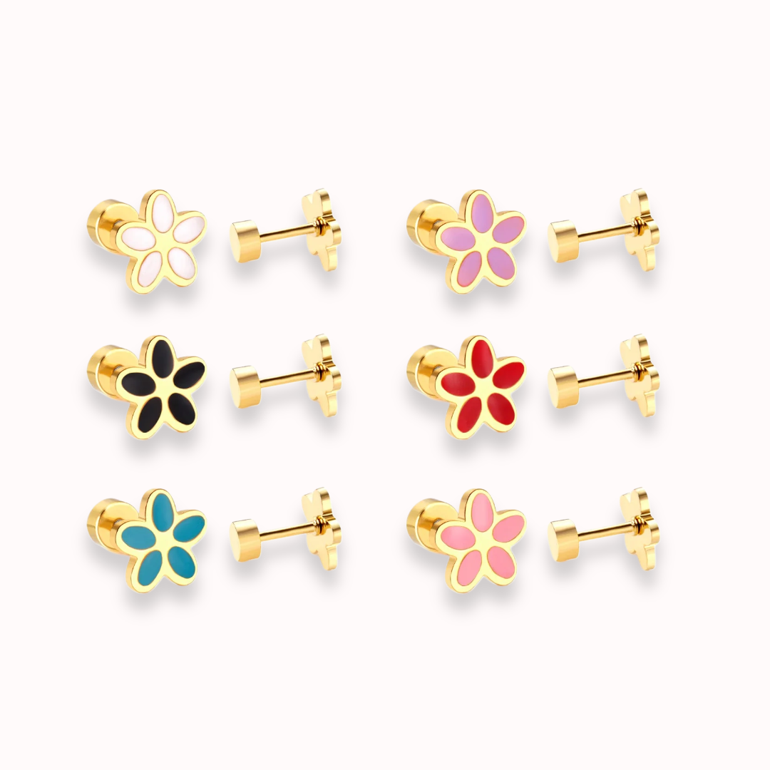 Flower Flat Back Studs Gold