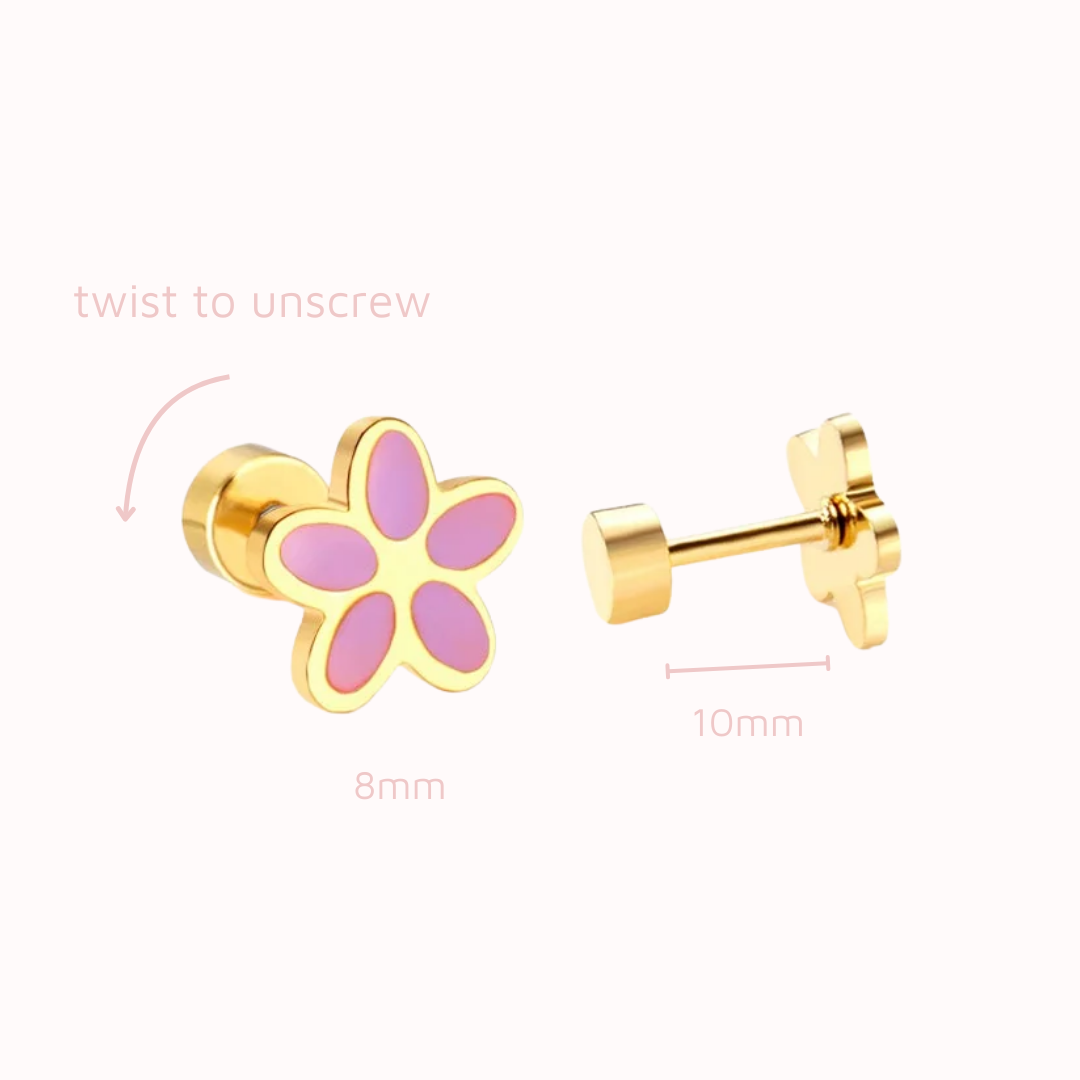 Flower Flat Back Studs Gold