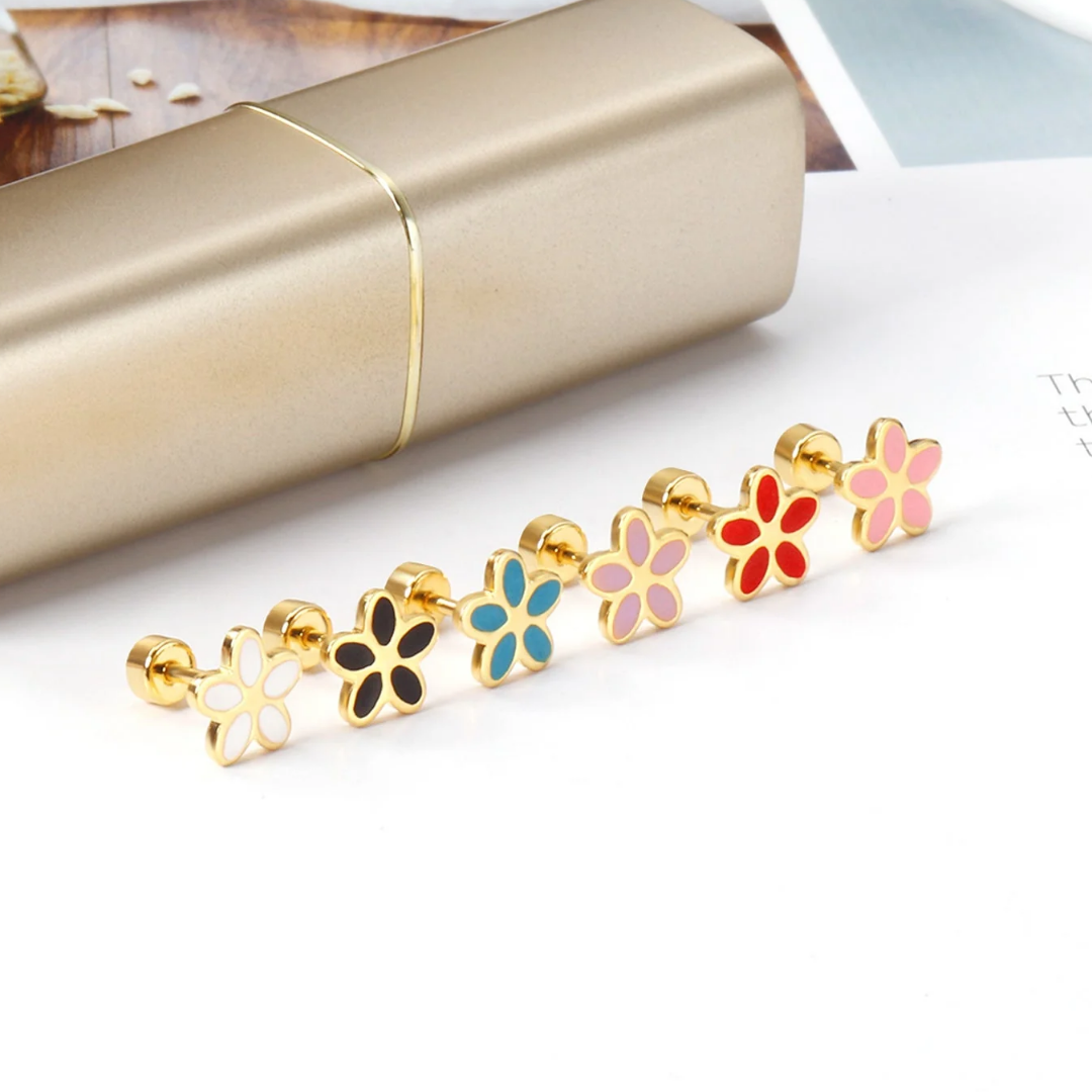 Flower Flat Back Studs Gold