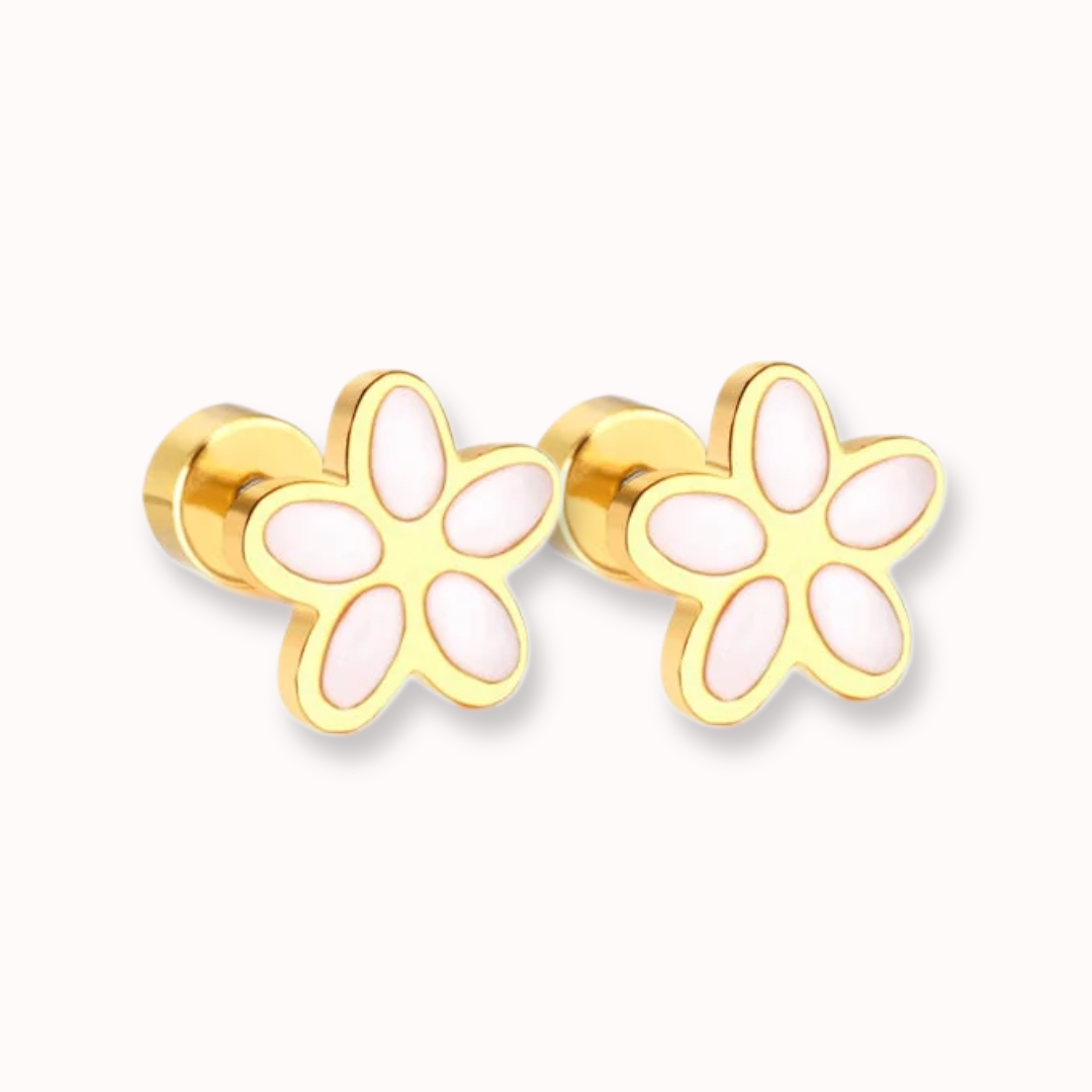Flower Flat Back Studs Gold