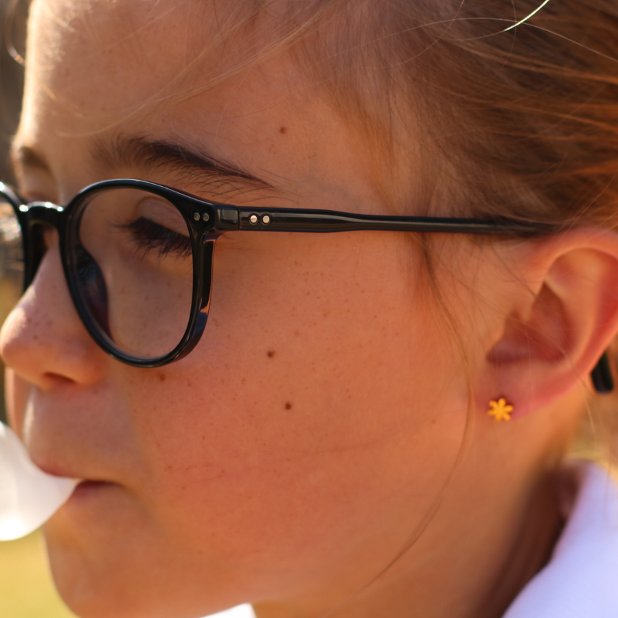 Flower Flat Back Studs: small polished flower stud earrings