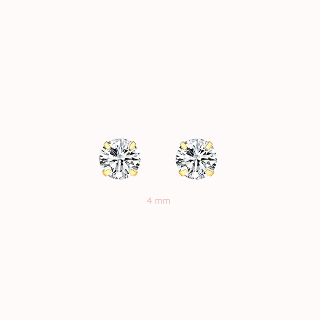 Diamond CZ Flat Back Studs Gold