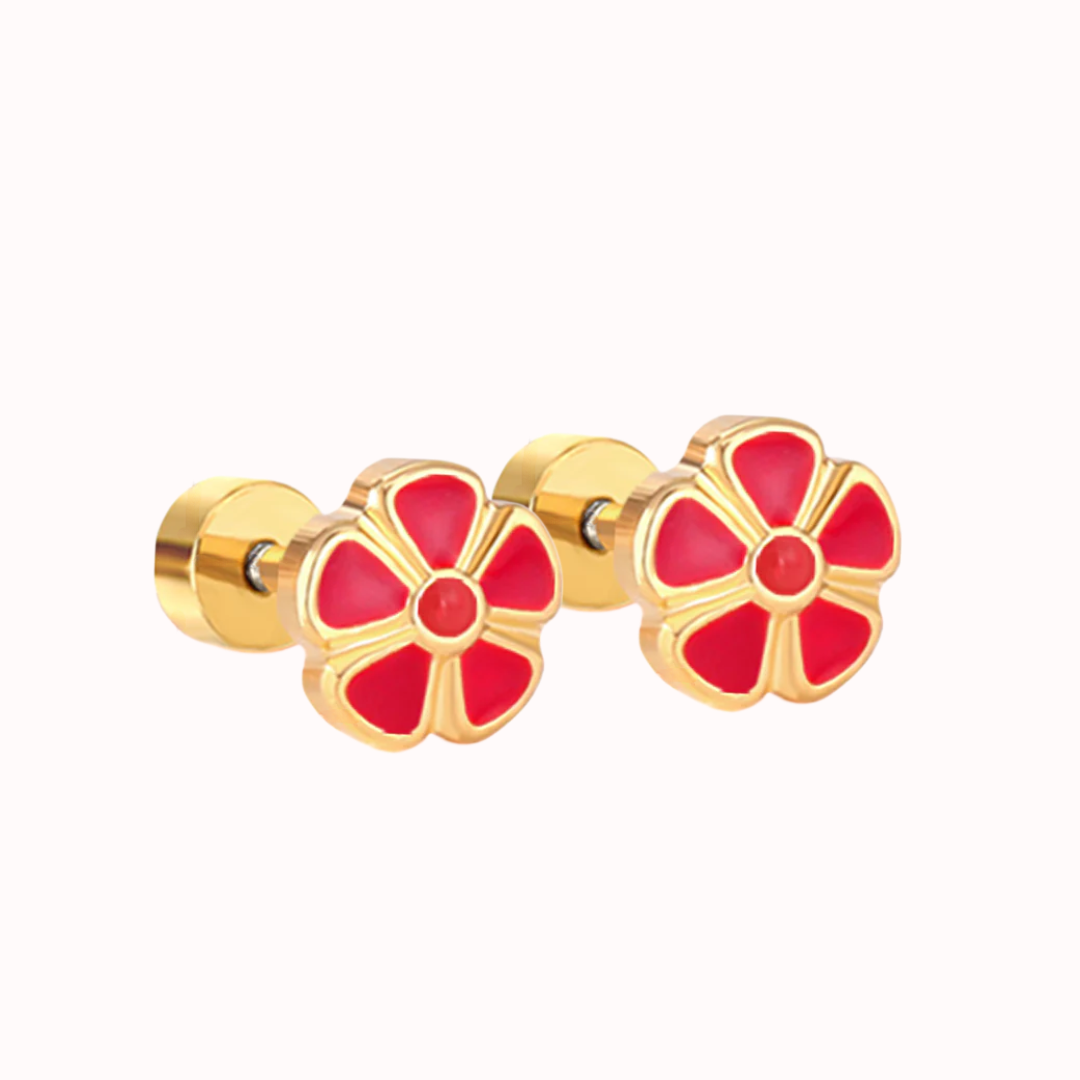 Petal Flower Flat Back Studs Gold