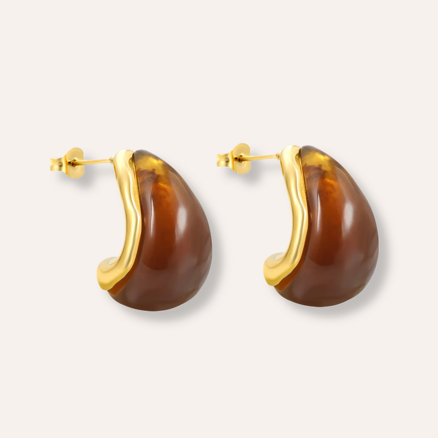 Mocha Teardrop Studs