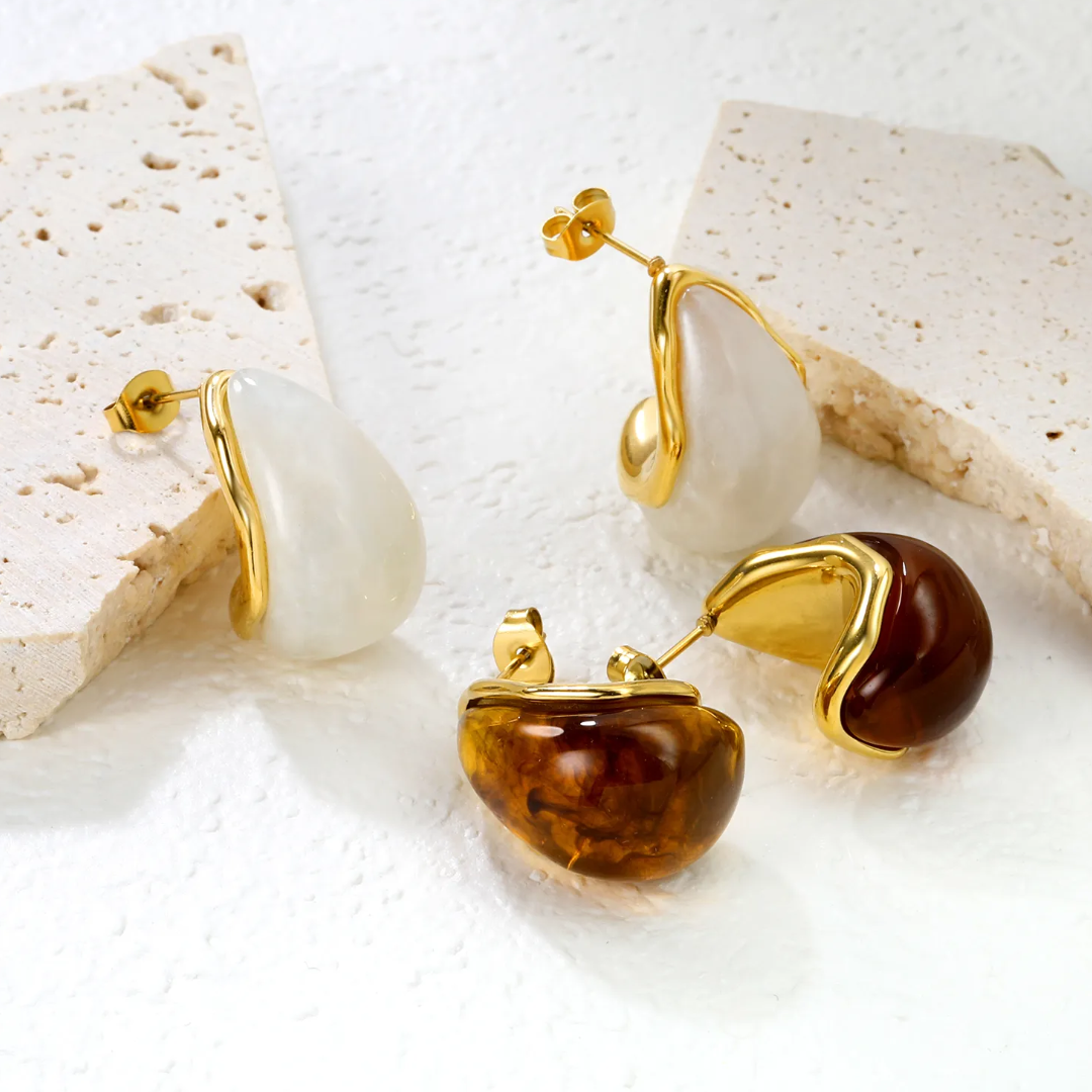 Mocha Teardrop Studs