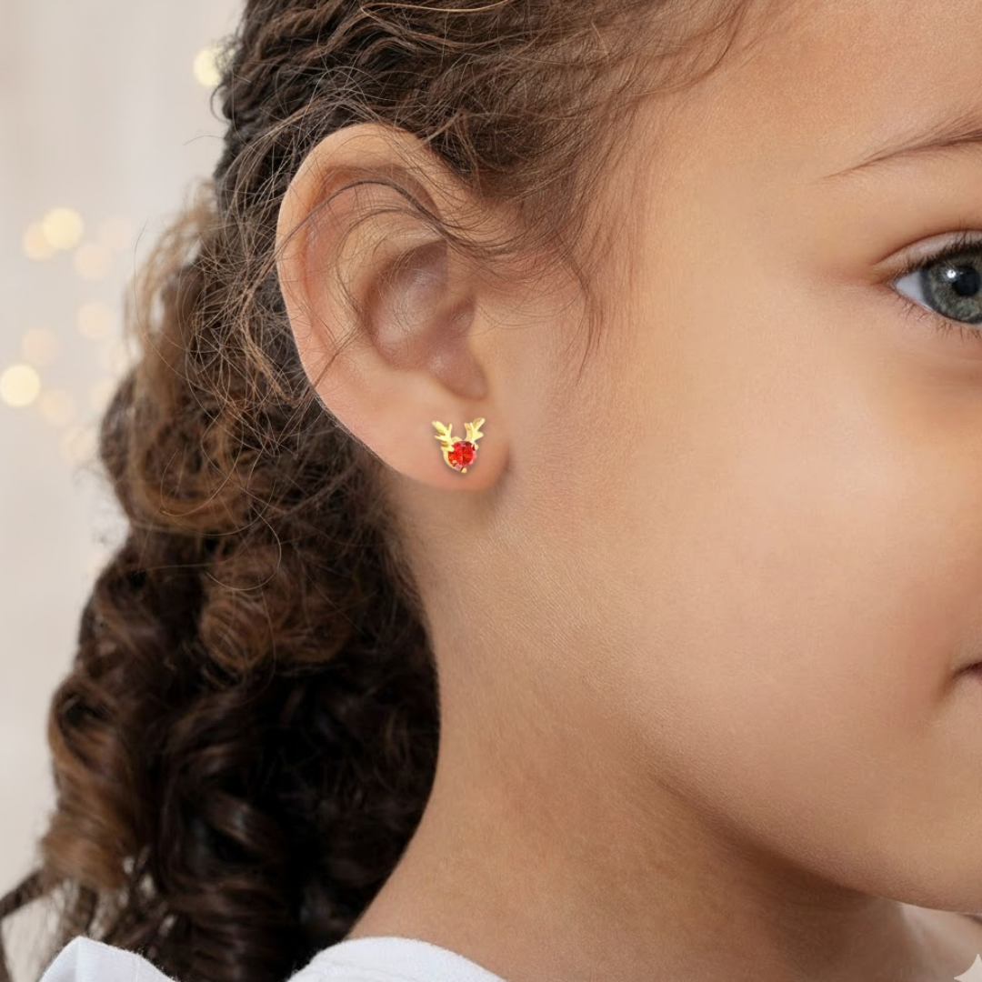 Ruby Reindeer Flat Back Studs