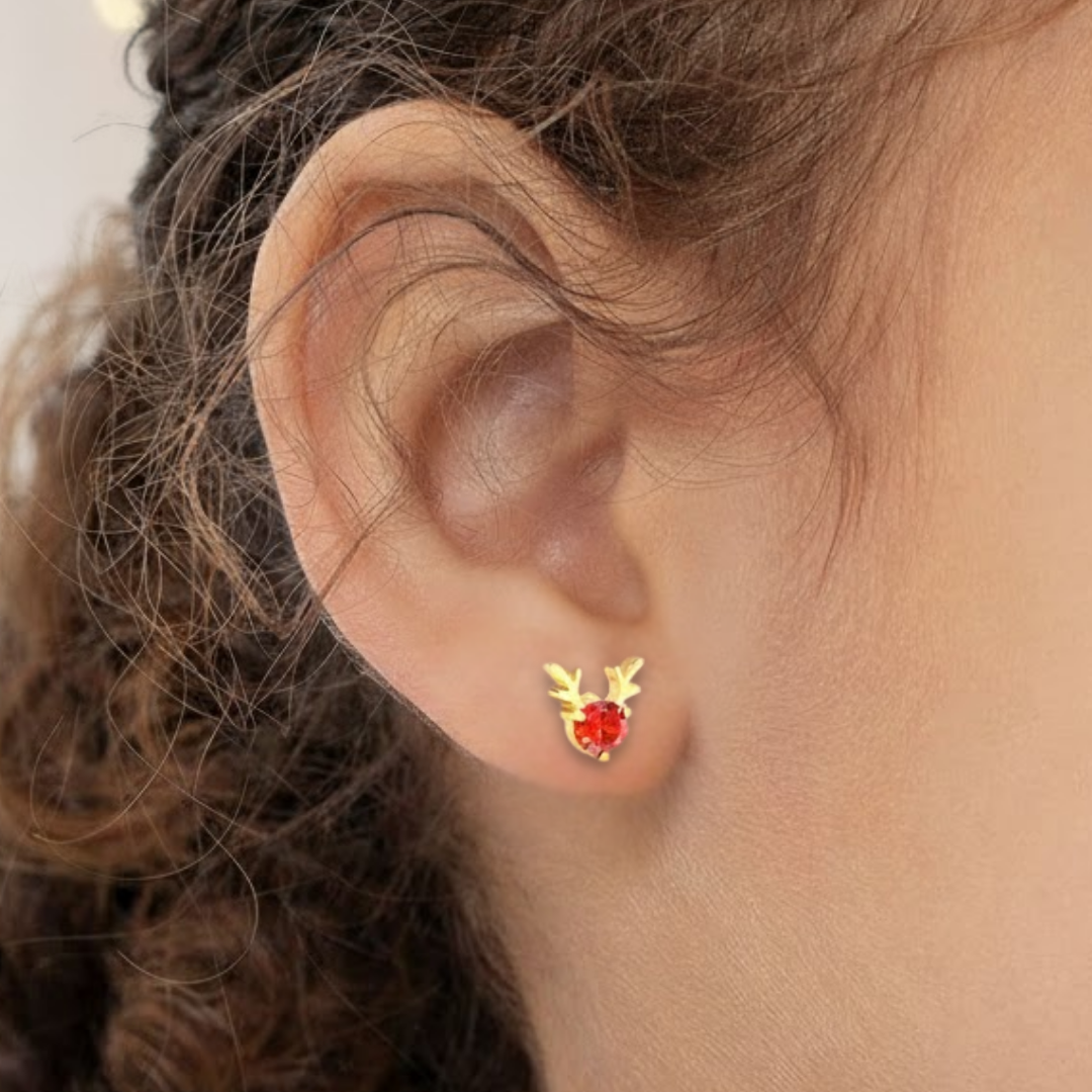 Ruby Reindeer Flat Back Studs