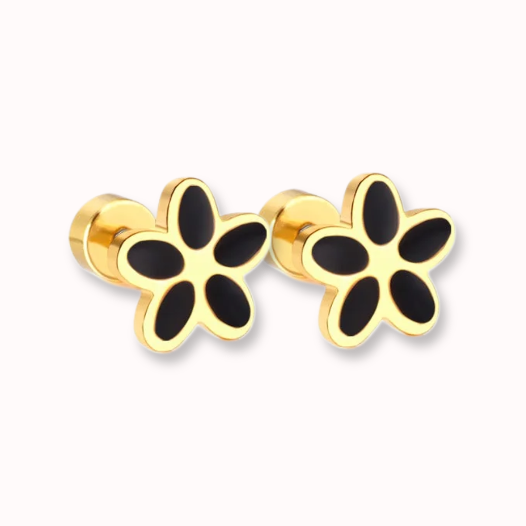 Flower Flat Back Studs Gold