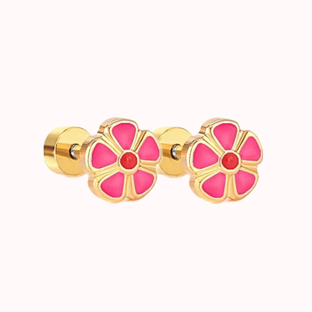 Petal Flower Flat Back Studs Gold
