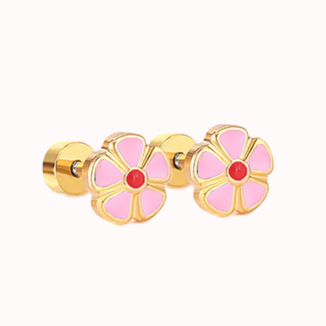 Petal Flower Flat Back Studs Gold