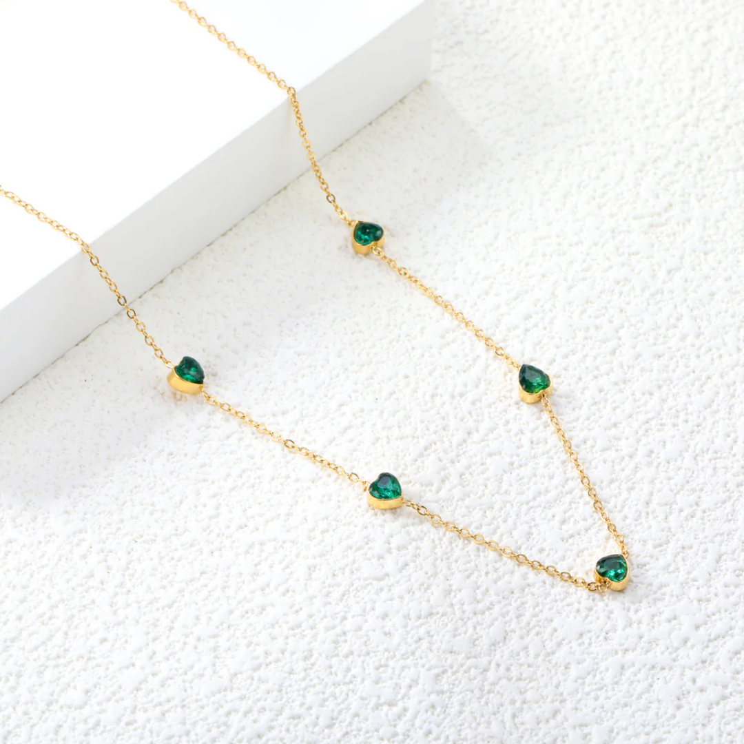 Emerald Heart Dainty Necklace