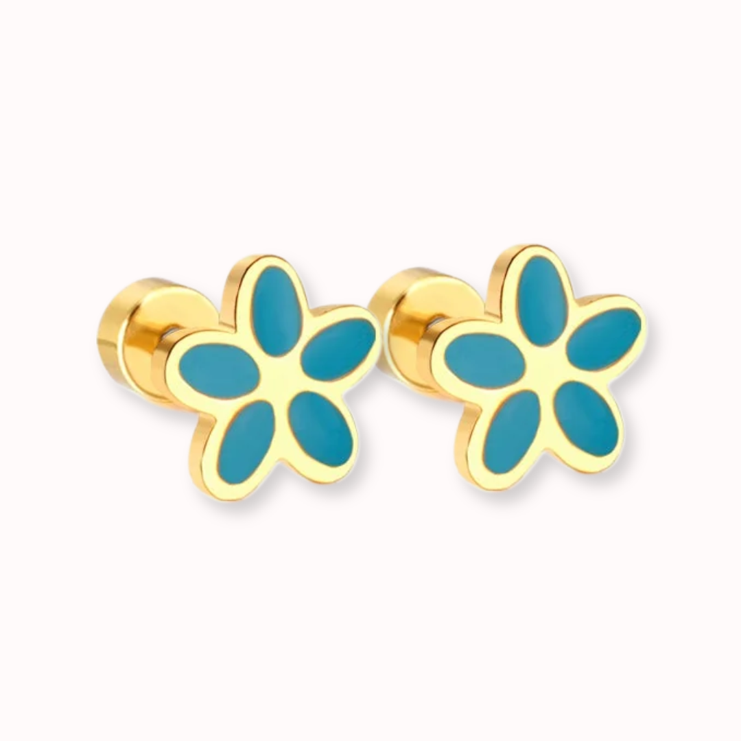 Flower Flat Back Studs Gold