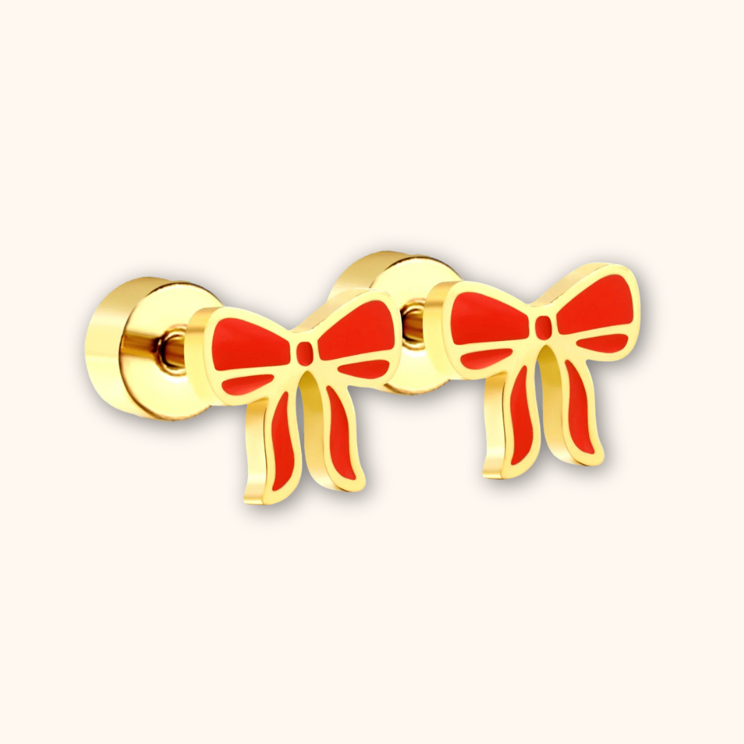 Red Bow Flat Back Studs