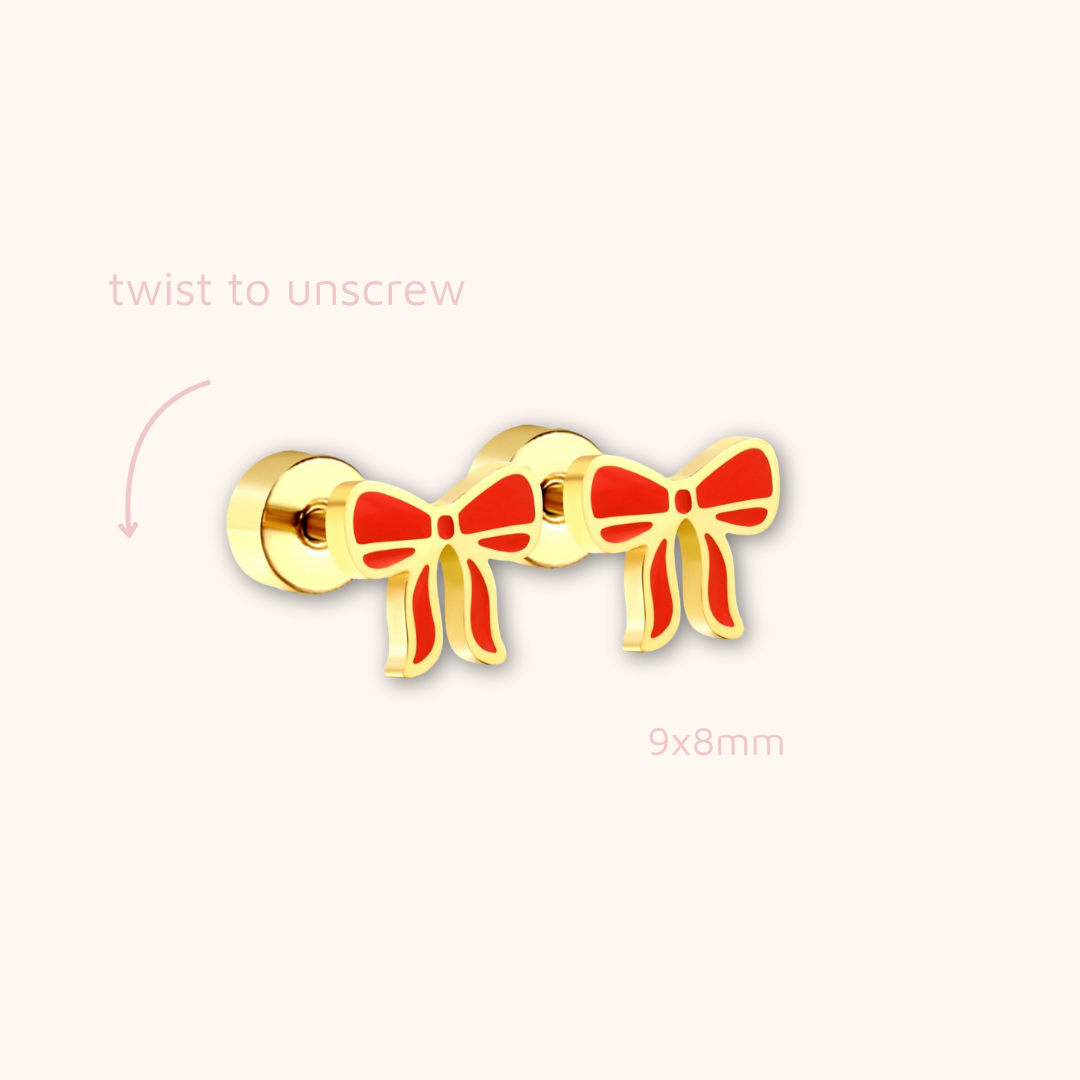 Red Bow Flat Back Studs