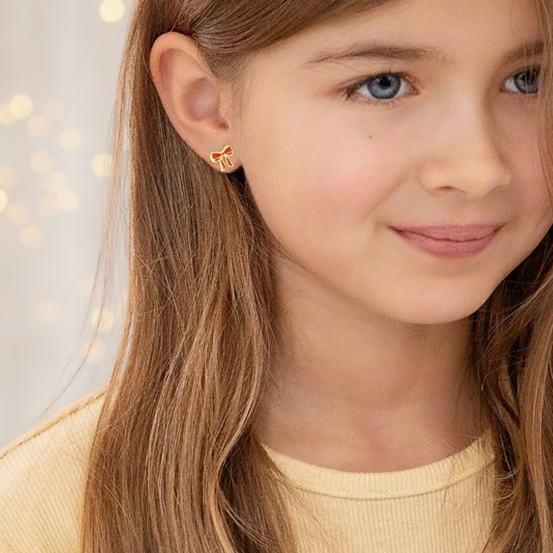 Red Bow Flat Back Studs