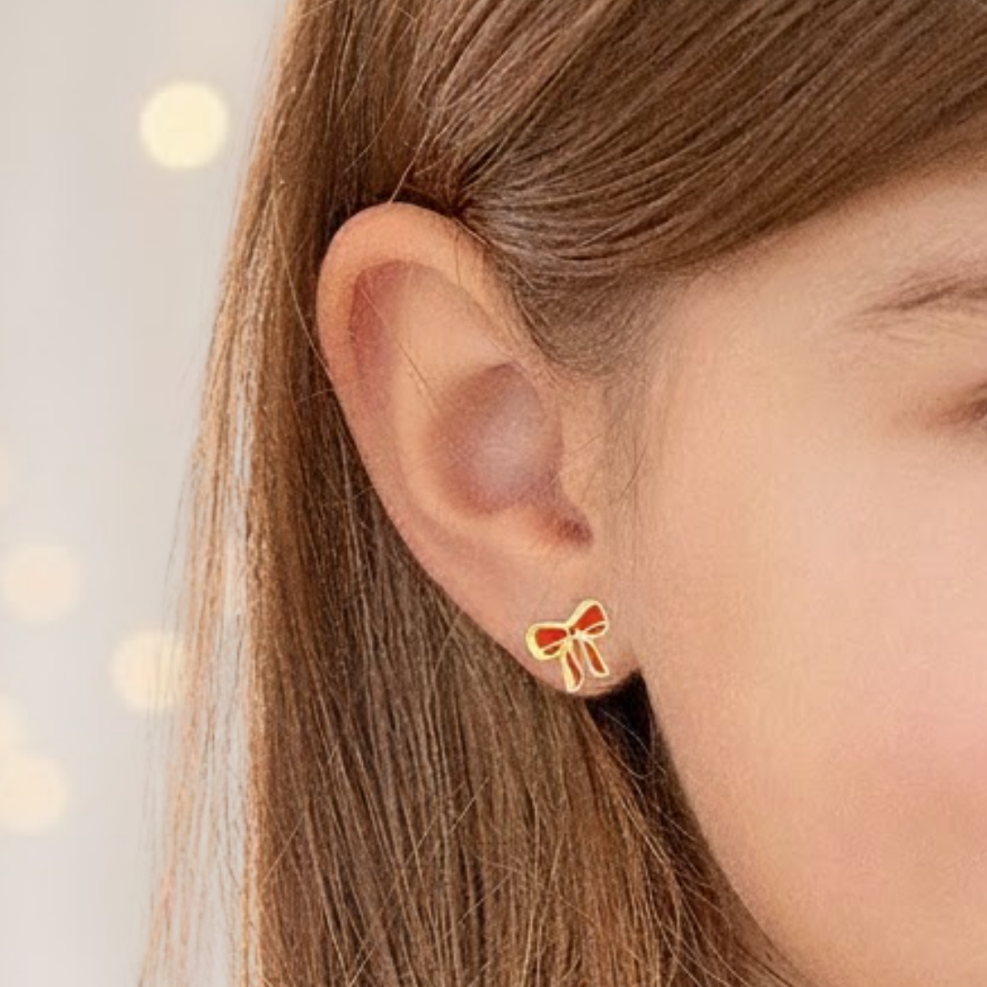 Red Bow Flat Back Studs
