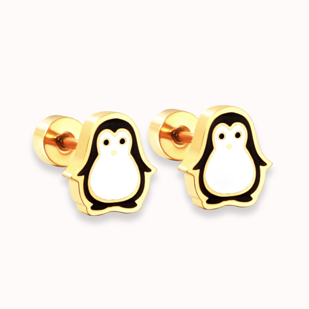 Penguin Flat Back Studs Gold