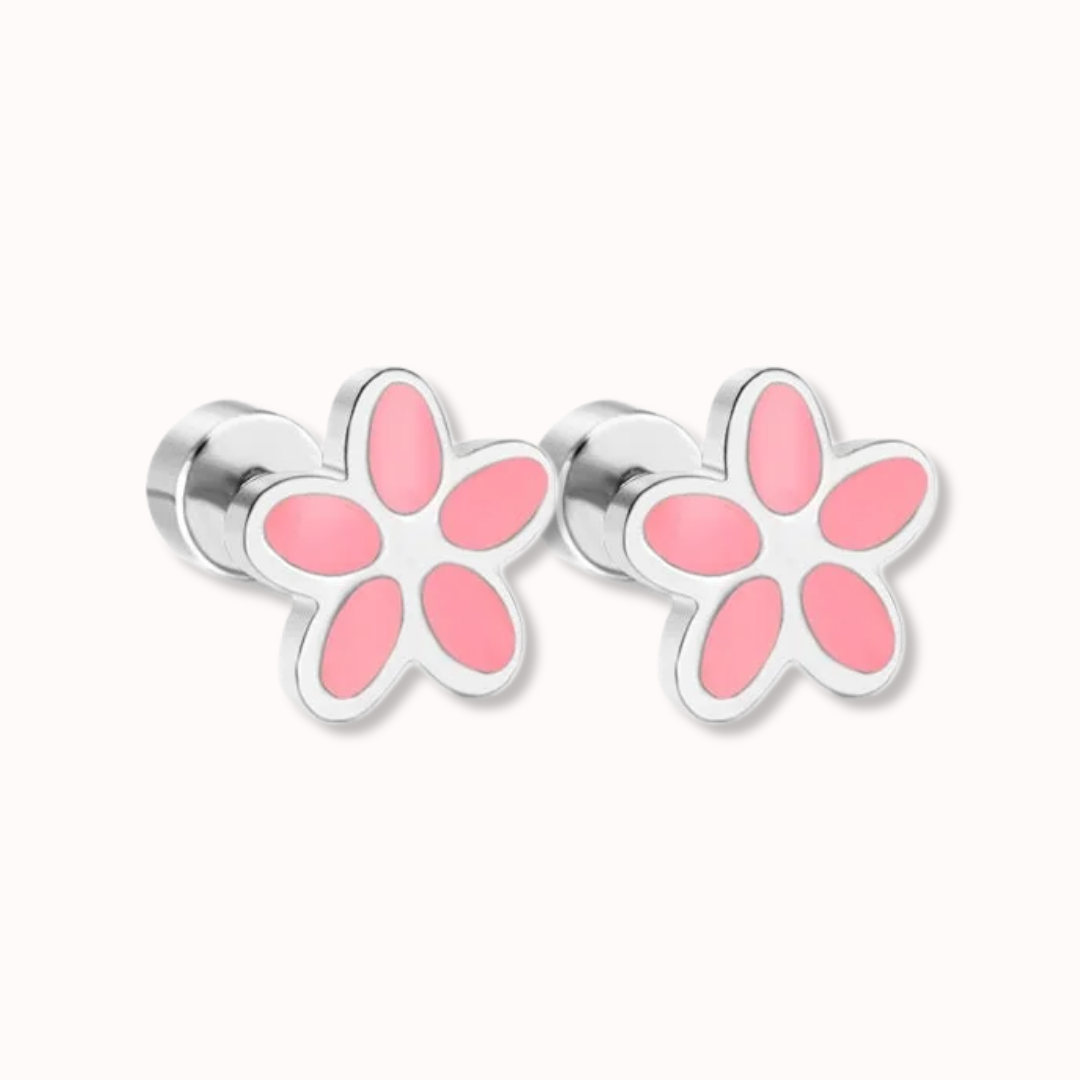 Flower Flat Back Studs Silver