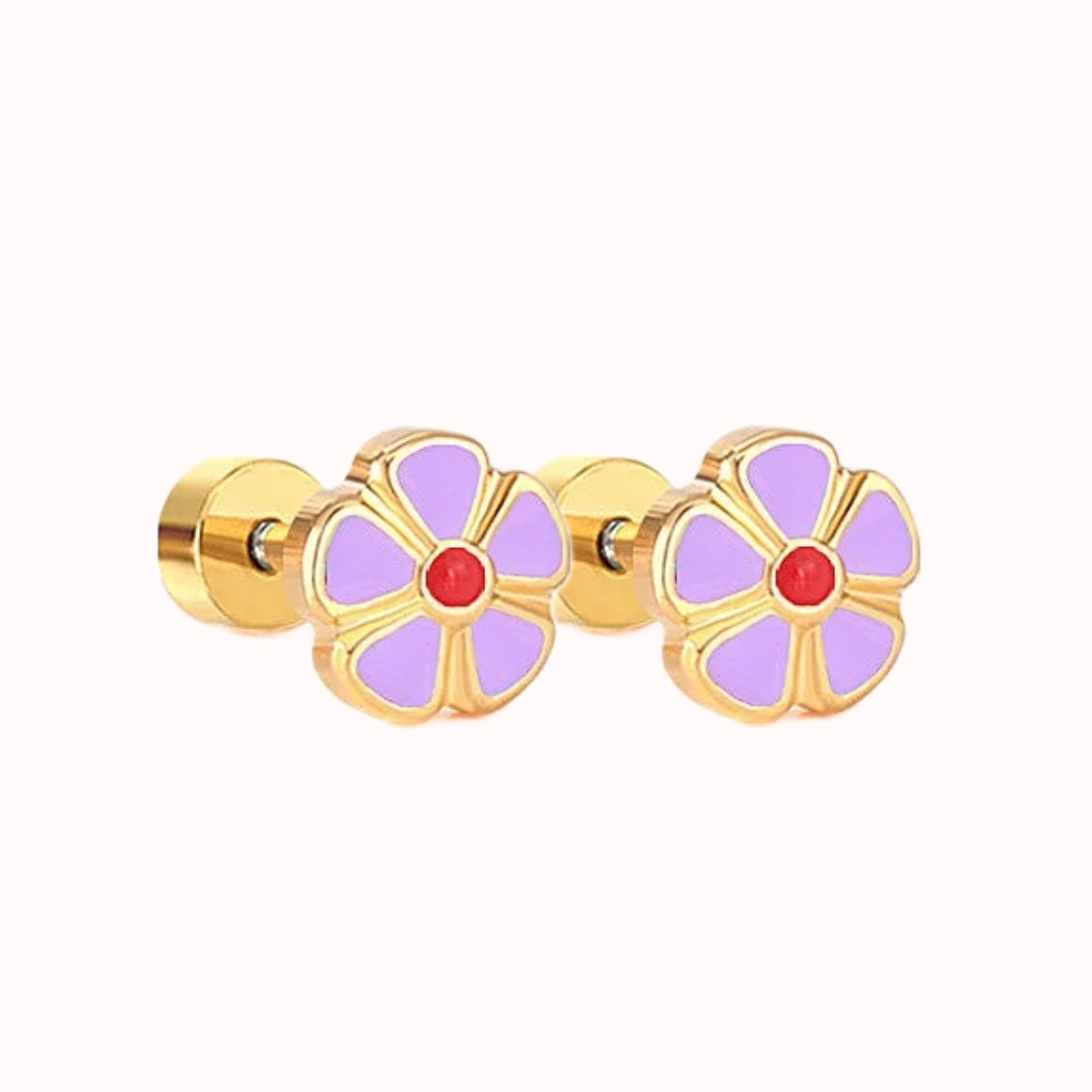 Petal Flower Flat Back Studs Gold