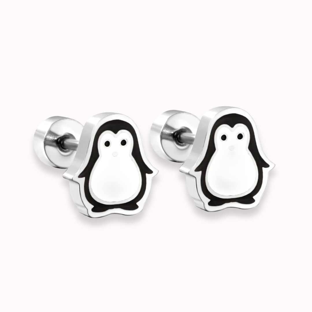 Penguin Flat Back Studs Silver