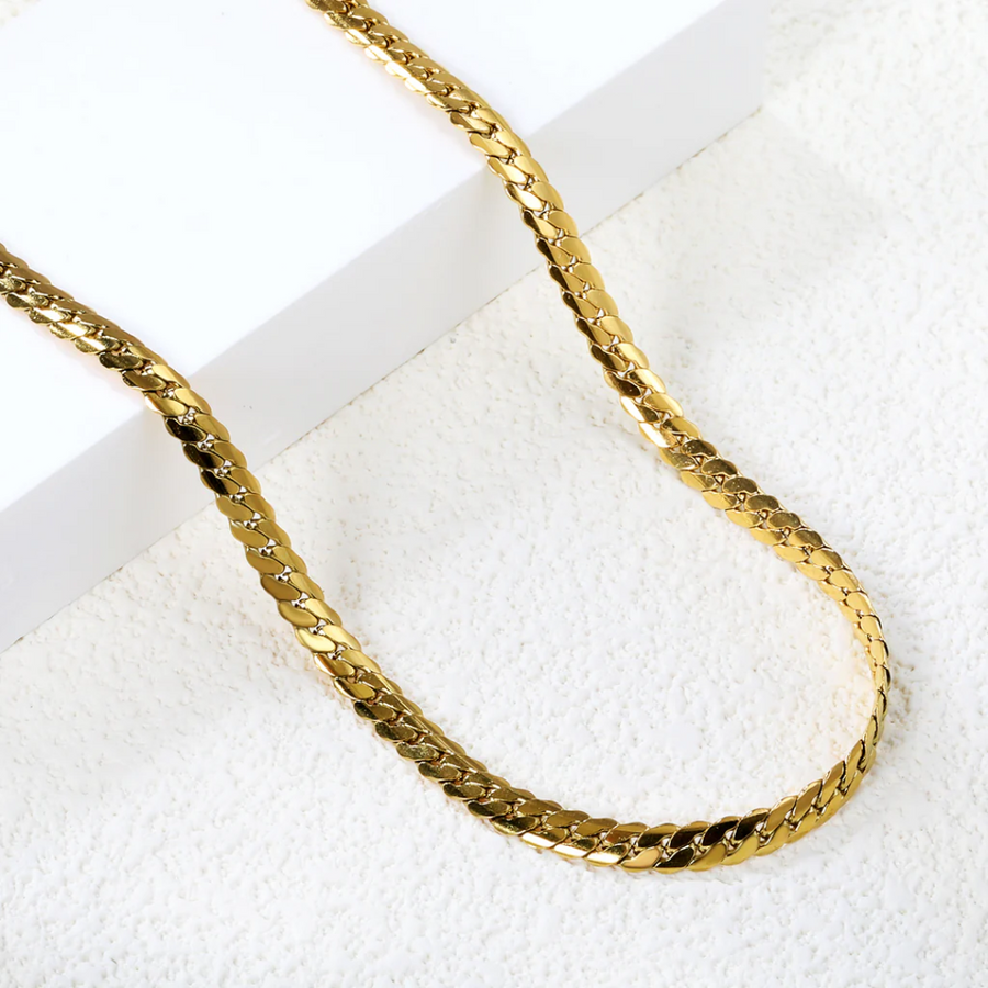 Sleek Gold Curb Chain Necklace