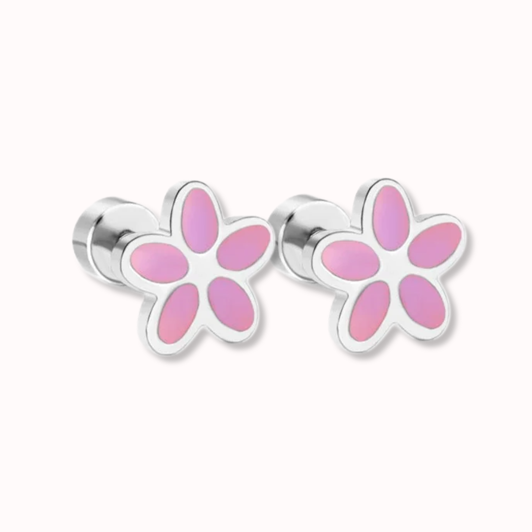 Flower Flat Back Studs Silver