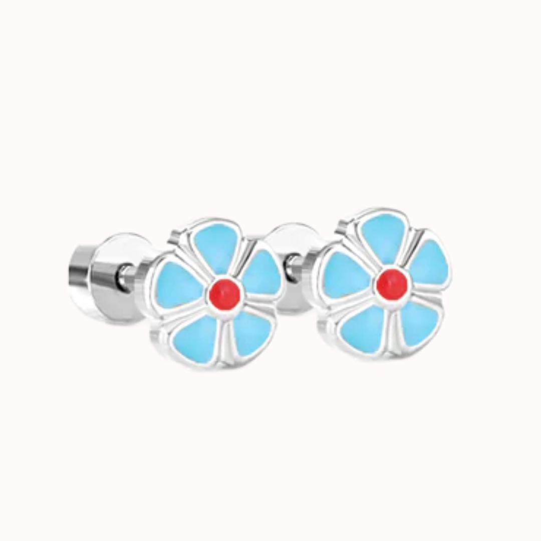 Petal Flower Flat Back Studs Silver
