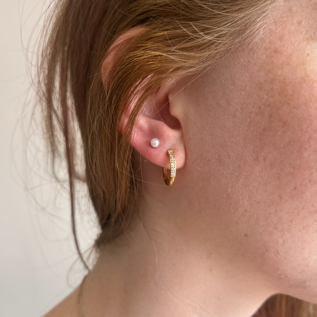 Gold Glow Band CZ Diamond Huggie