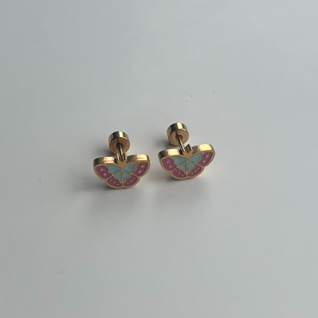 Vibrant Butterfly Flat Back Studs Gold