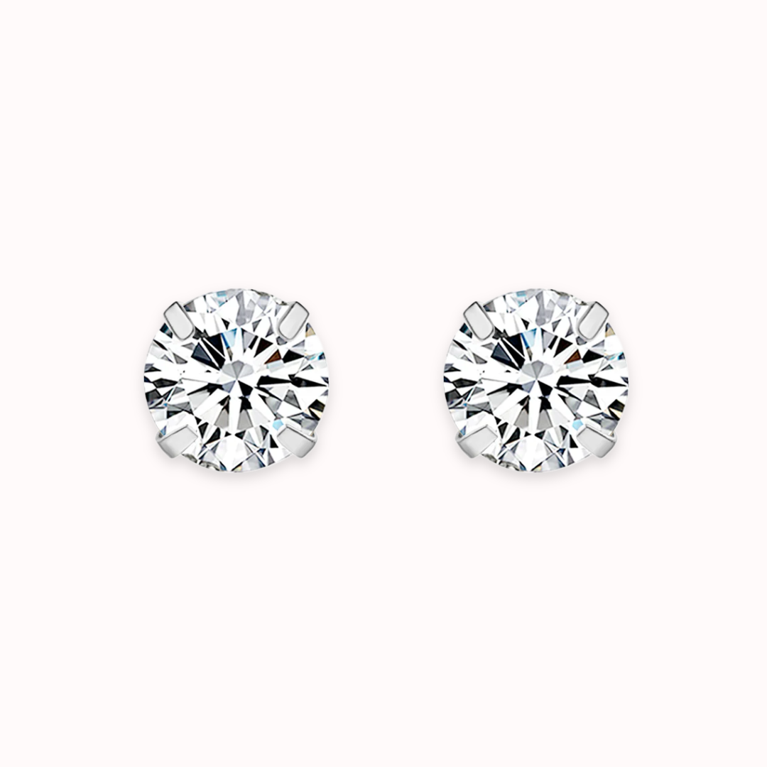 Diamond CZ Flat Back Studs Silver