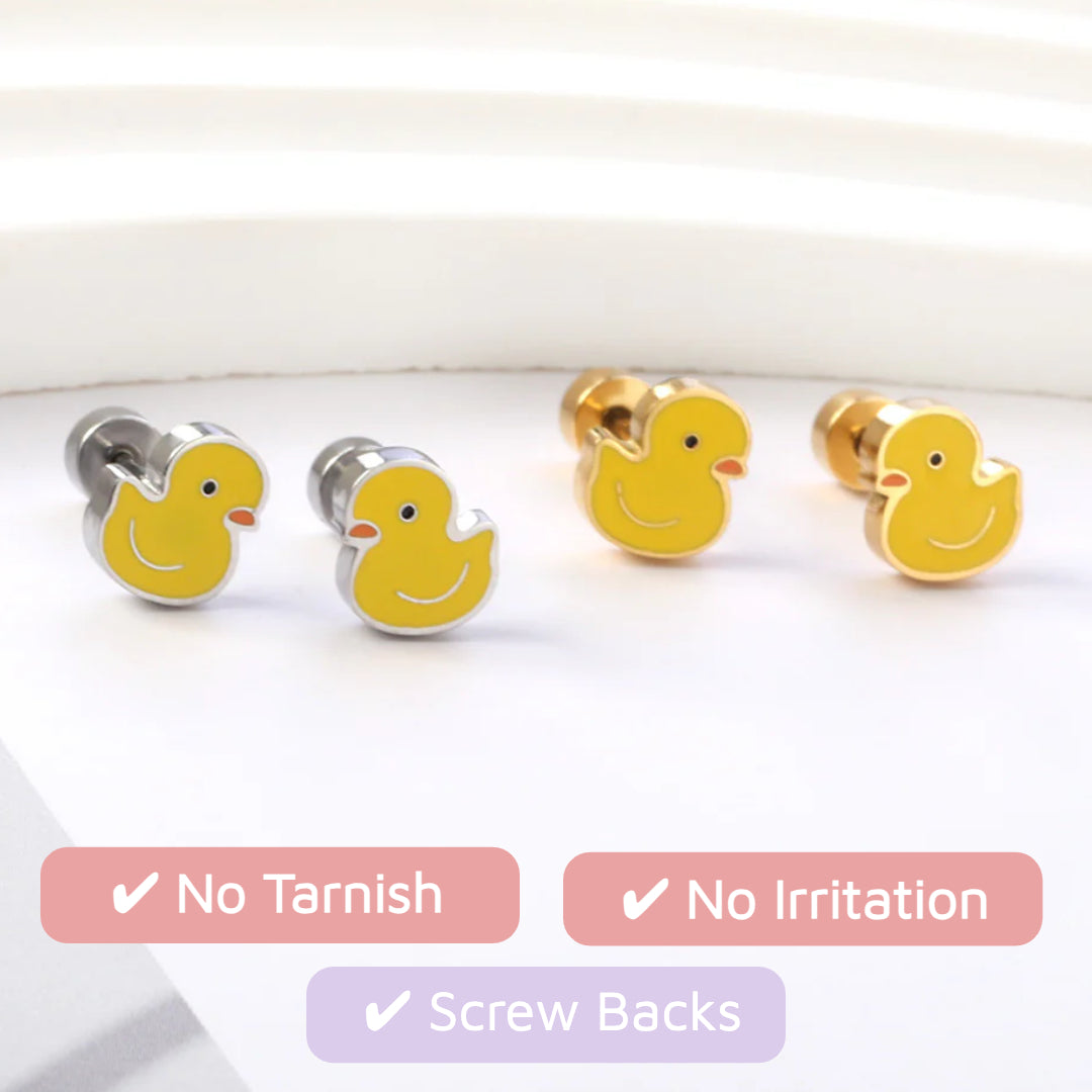 Ducky Flat Back Studs Silver
