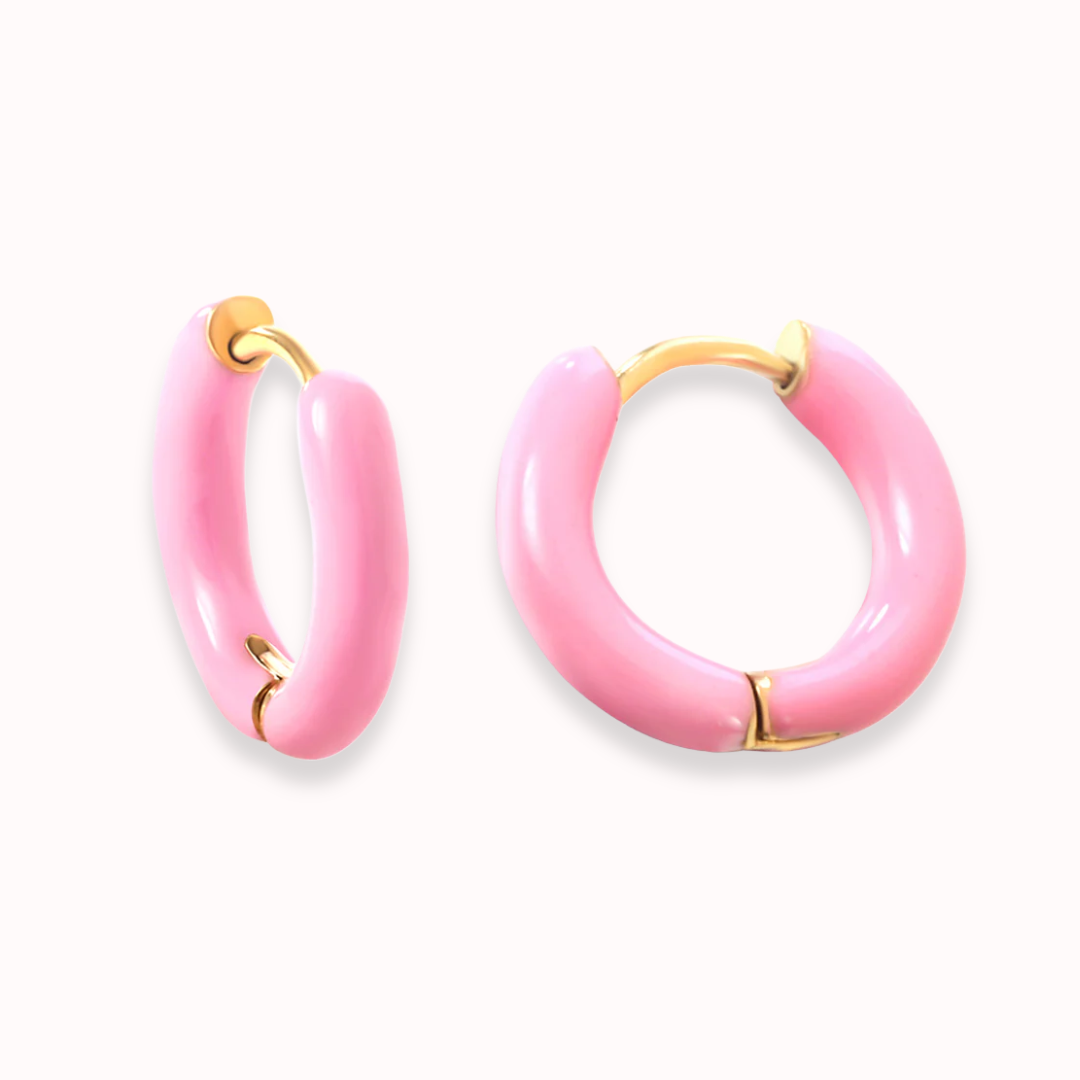 Enamel Pop Hoops Pink