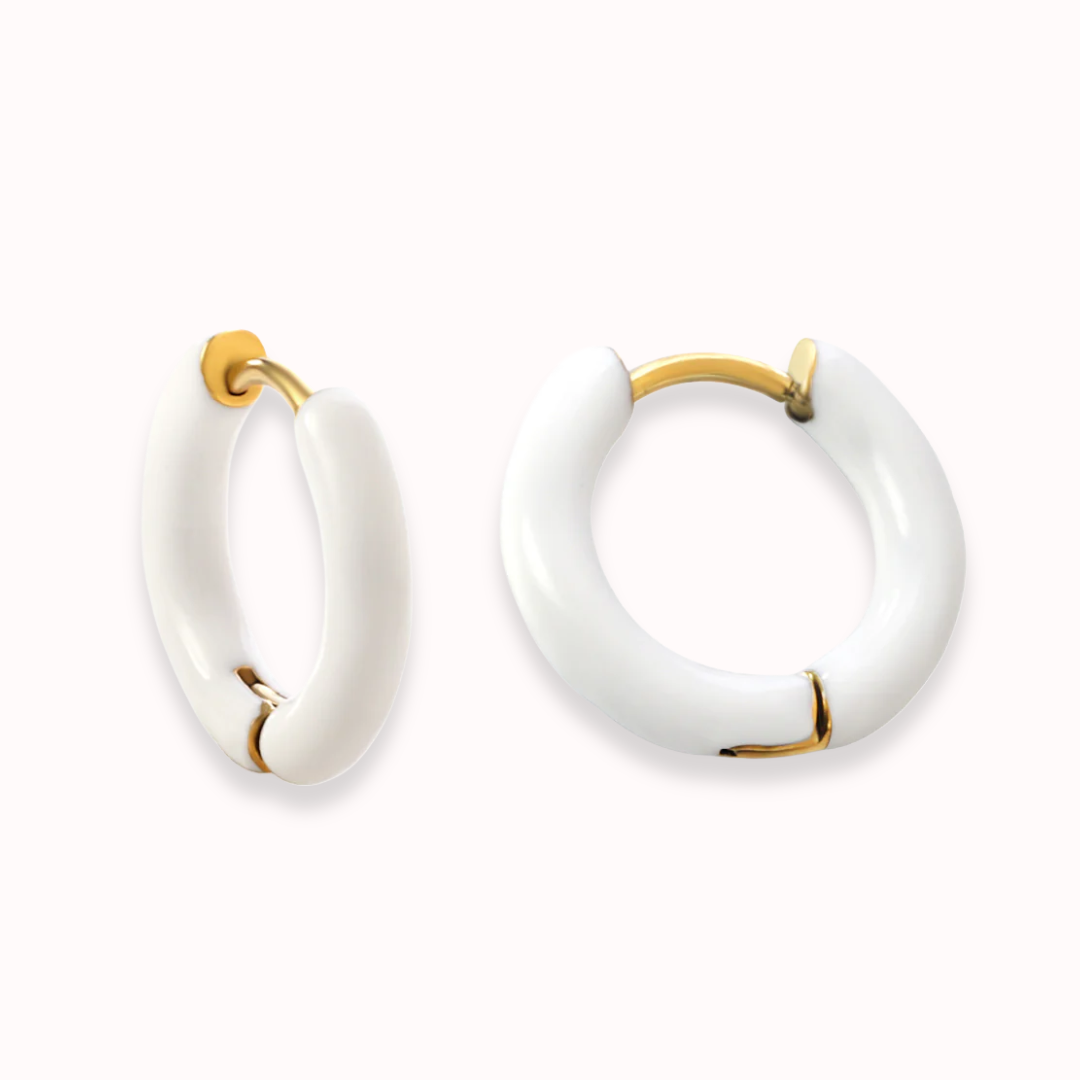 Enamel Pop Hoops White