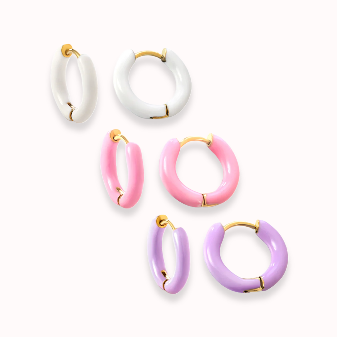 Enamel Pop Hoops White