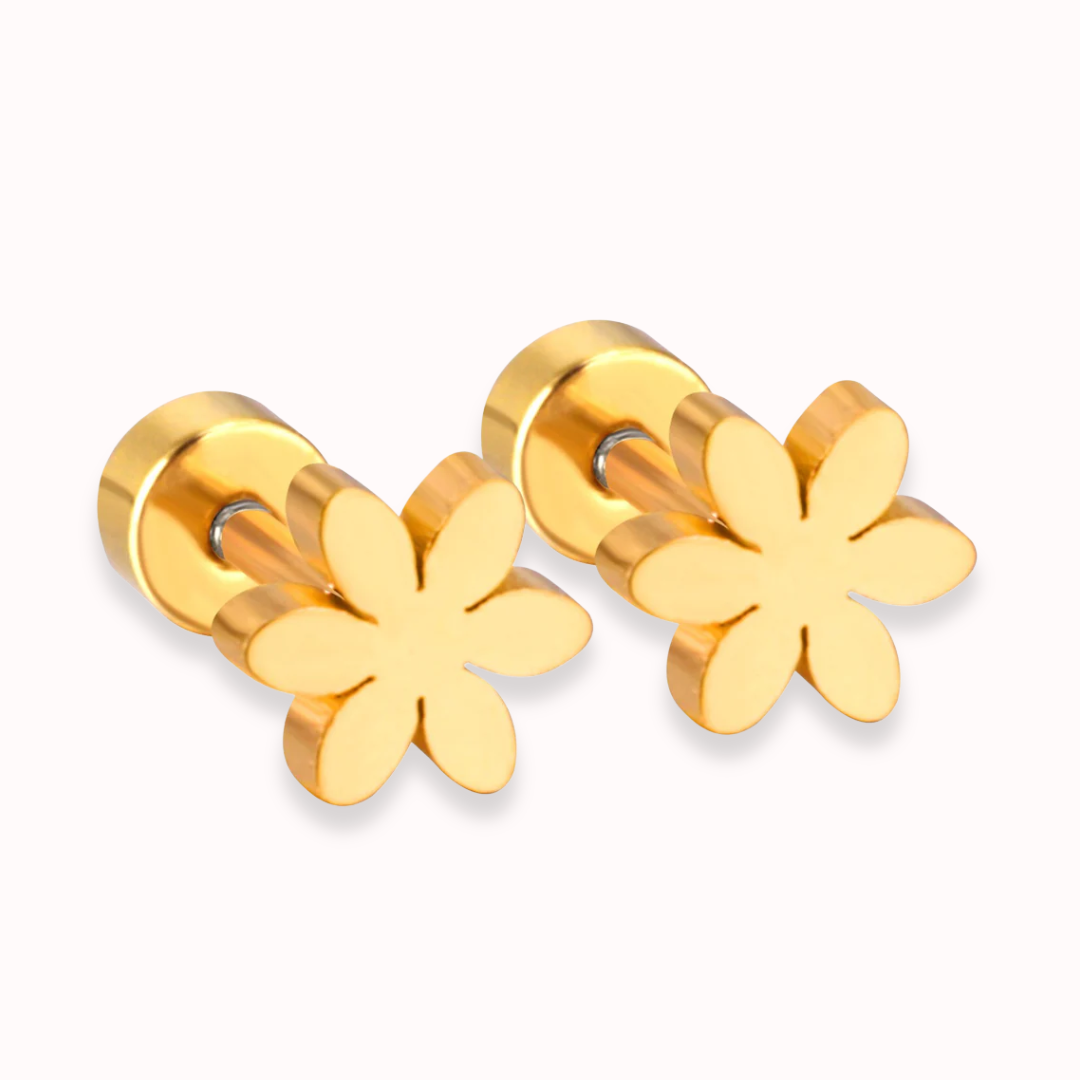 Flower Flat Back Studs Gold