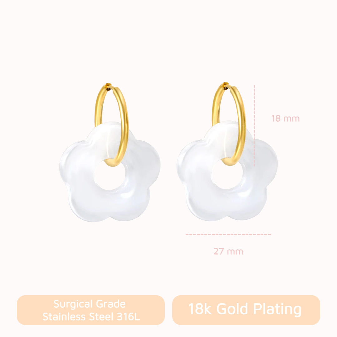 Frosted Bloom Hoops Pink