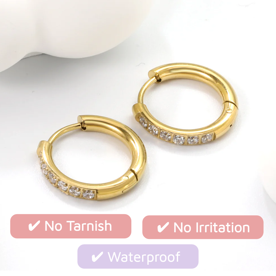 Gold Glow Band CZ Diamond Huggie