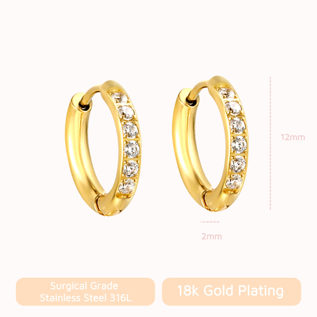 Gold Glow Band CZ Diamond Huggie