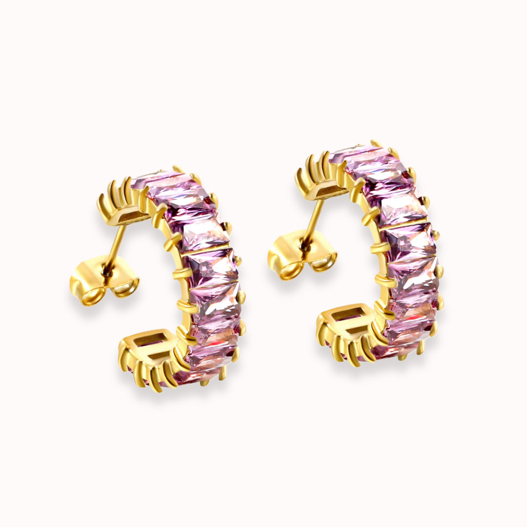 Sparkle Pop CZ Diamond Hoops Gold
