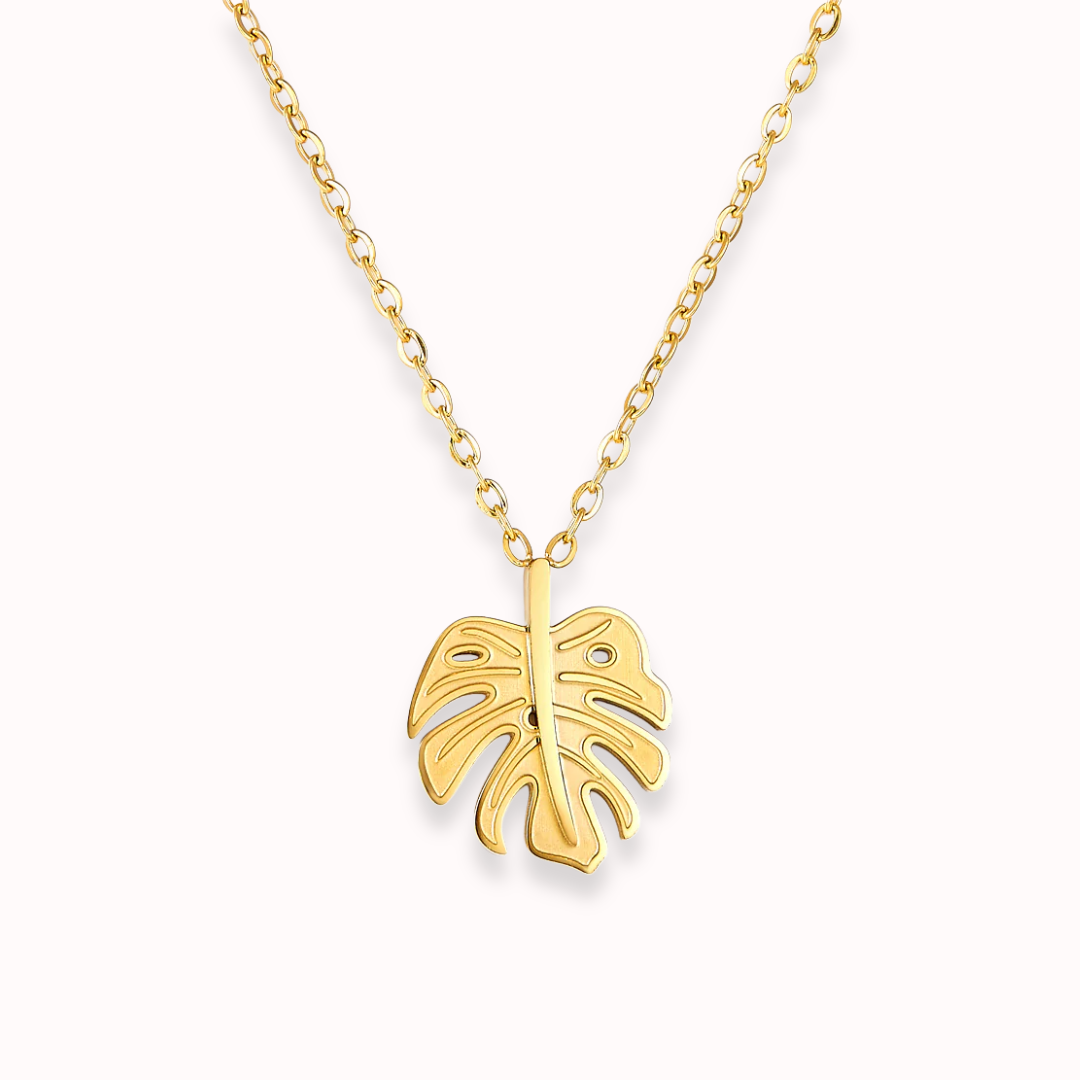 Golden Monstera Necklace