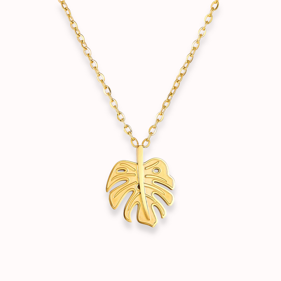 Golden Monstera Necklace