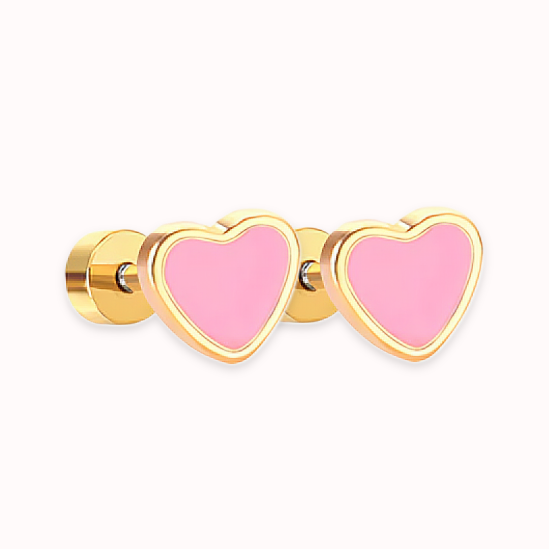 Love Heart Flat Back Studs Gold