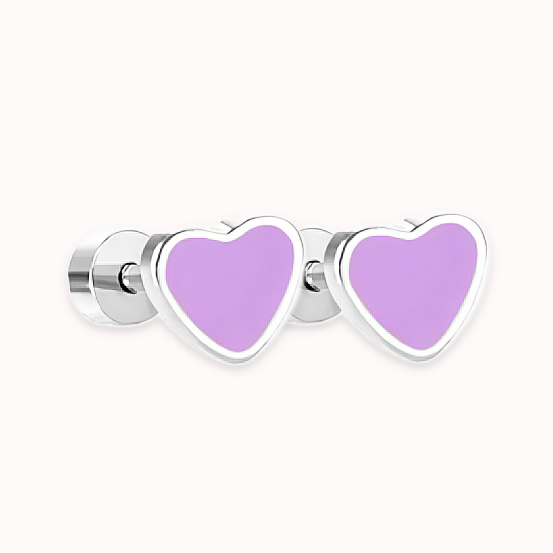 Love Heart Flat Back Studs Silver