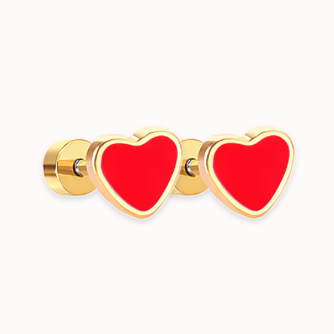 Love Heart Flat Back Studs Gold