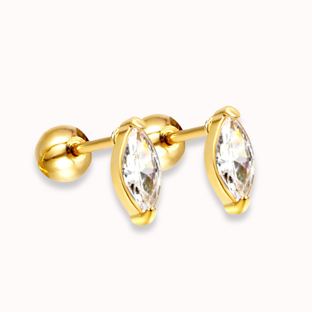 Marquise Sparkle Stud Gold
