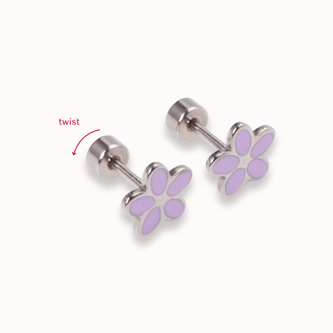 Flower Flat Back Studs Silver